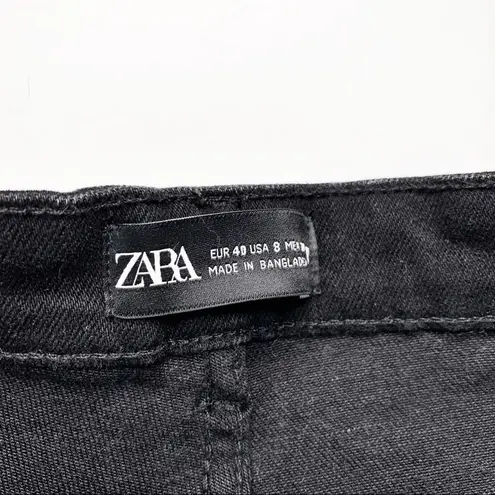 ZARA  High Waist Skinny Vintage Jeans Black Size 8 Stretch Denim