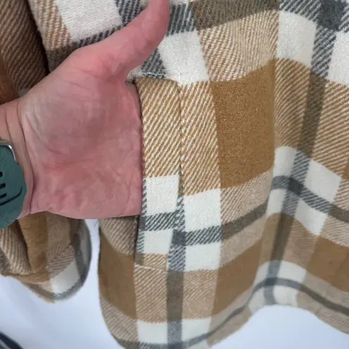 Members Mark Shacket Womens XXL Brown Gray Plaid Polyester Pockets Size 2X