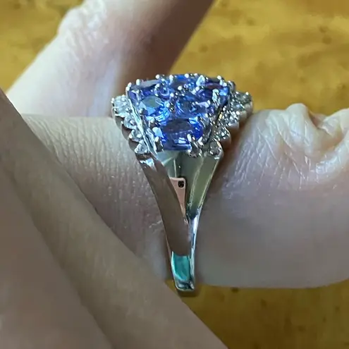 Natural Tanzanite Sterling Silver Ring Size 6