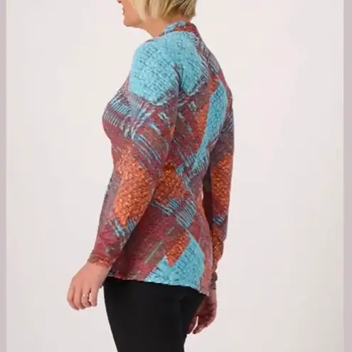 New Attitudes by Renee Printed Knit Knot Front Pockets Tunic Multi Size Medium Multiple