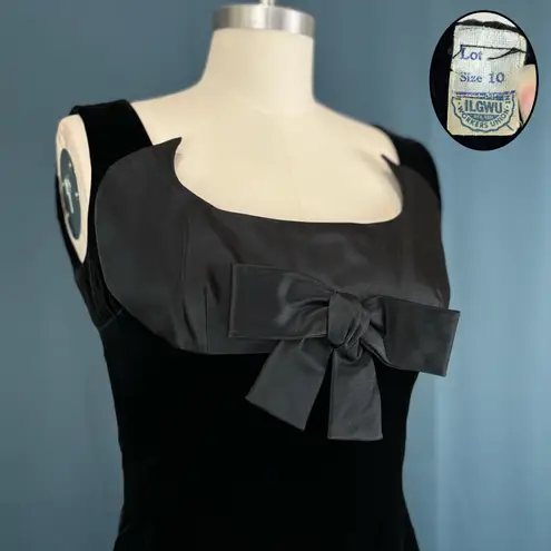 Oleg Cassini Vintage 60s Velvet Silk Taffeta Bow Front Dress