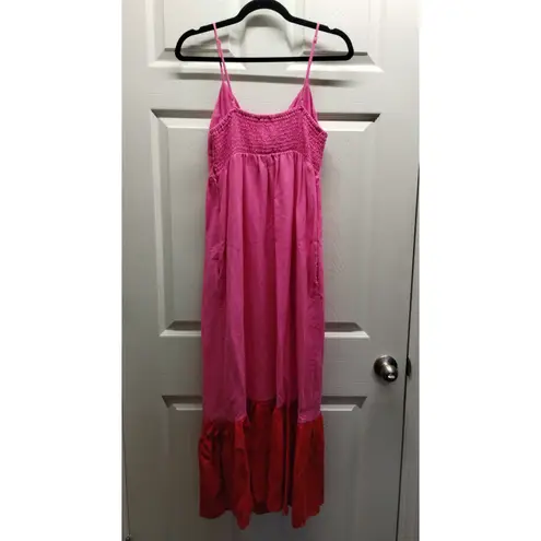 Tabitha Brown for Target Size Small Pink Red Color Block Linen Blend Tank Dress