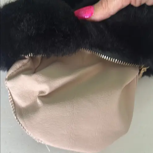Adorable Black Faux Fur Shoulder Bag