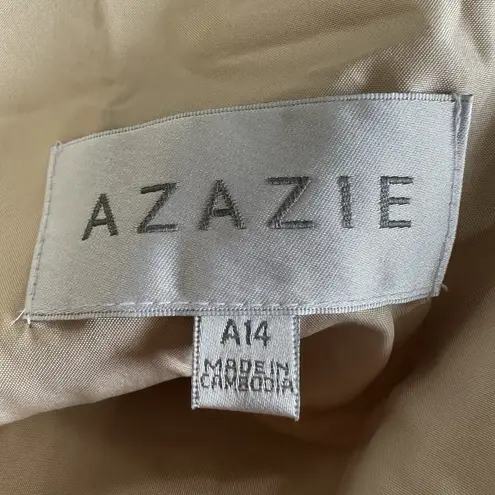 Azazie NEW Brooke Bridesmaids Dress Champaign Sz A14 One Shoulder Aline Chiffon