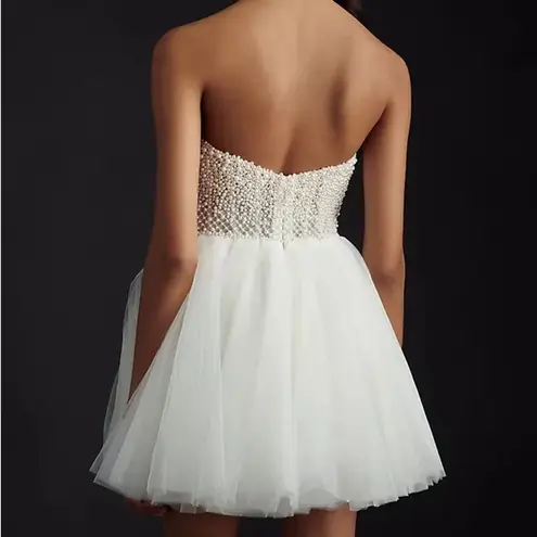 Wtoo by Watters Maeve Strapless pearl Embellished Corset Mini Dress bhldn 8 White