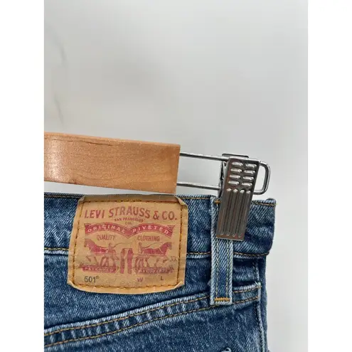 Levi's  501 Blue Denim Button Fly Crop Raw Hem Jeans Women's Size 28 x 26