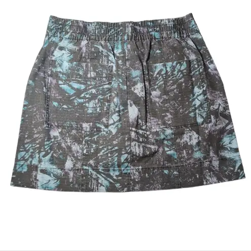 ATM Melillo Abstract Print Ripstop Cotton Skirt Grey Purple Turquoise Camo Sz 6 Blue