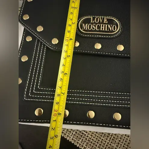 Love moschino Black Studded Crossbody Bag- Elegant Eco-Leather With Gold Detail