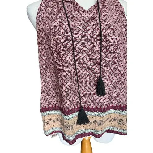 Womens Two Sisters Boho Tassel Open Shoulder Tank Top