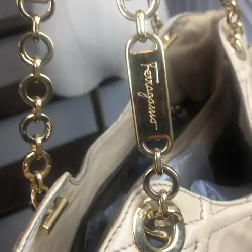 Salvatore Ferragamo Gancini Embroidered Leather Betulla Side Pocket Shoulder Bag