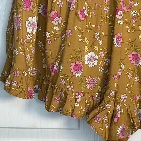 Chelsea & Theodore Sz XS Yellow Floral Shorts Lace Ruffles