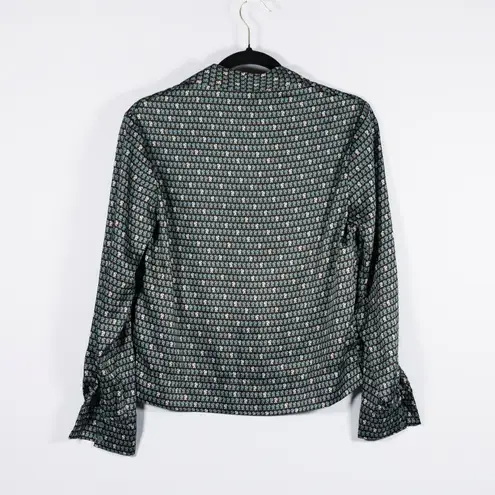 Claudie Pierlot Satin Floaty Collared Long Sleeve Button Down Horse Print Blouse