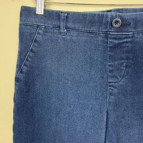 Betabrand Jeans Women Medium Long Blue Straight Leg Pull On Stretch Denim Yoga