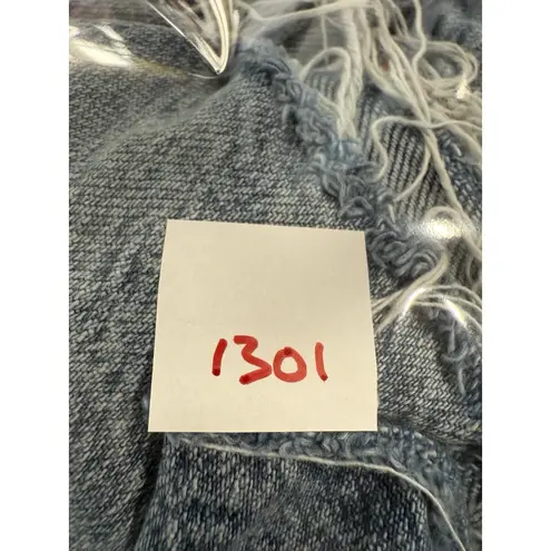 ZARA  Woman Light BLUE HI-RISE DENIM SHORTS Frayed hem Size‎ 12