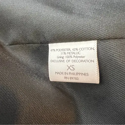 Natori Size XS Gold Metallic Silver Black Open Front Lined Jacket Evening Wear