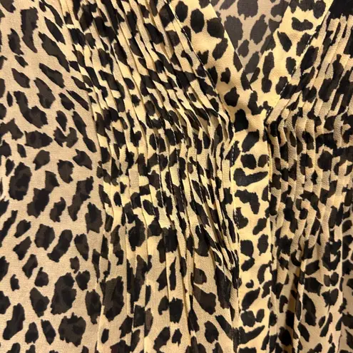 Mint Velvet Blouse Top Womens Size 14 UK 10 US Yellow Black Animal Print Sheer