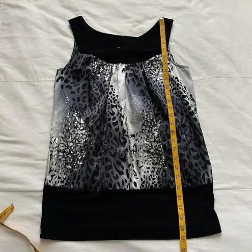 Y2K vintage Black grey leopard print shimmer tank top Size medium