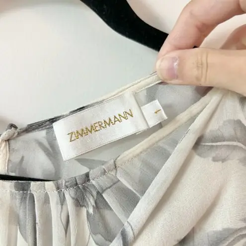 Zimmermann 100% Silk Floral Sheer Flowy Ruffle Blouse Size 1