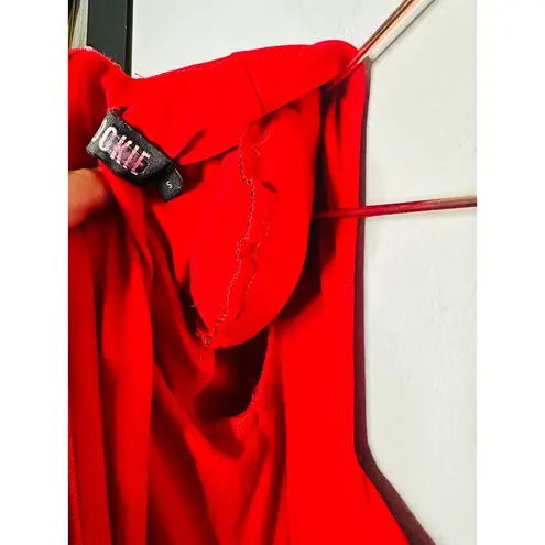 Nookie Red Jersey Squareneck Sheath Harley Structured Shoulders Mini Dress S