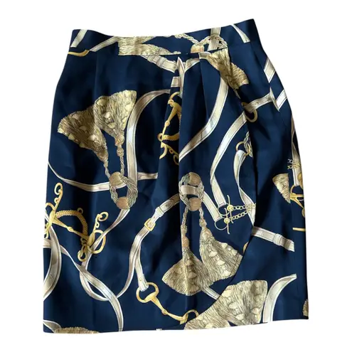 Studio 121 Gold Black Tassel Print Wrap Skirt 80s 90s Size 08