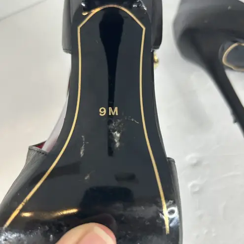 CHARLES JOURDAN Paris Black Petunia Peep Toe D’orsay Sandal Sz 9