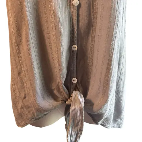 Millibon USA Sleeveless Gray Top SZ L Spaghetti Straps Linen Blend Tie Waist Size L