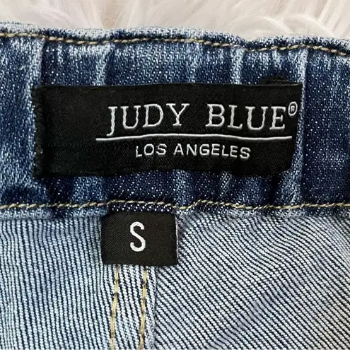 Judy Blue High Waist Release Hem Jogger Style Blue Denim Shorts Small NWT