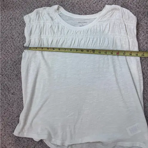Pilcro Anthropologie Ivory Ruched Yoke Cotton Tee Top Small Boho Minimalist