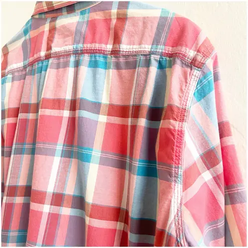 L.L. Bean Men’s Vintage Plaid Button Down Short Sleeve Size Large Regular Red