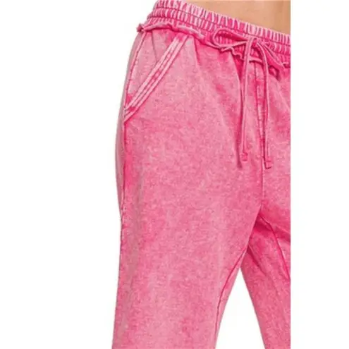 Zenana Outfitters Washed French Terry Palazzo With Pockets