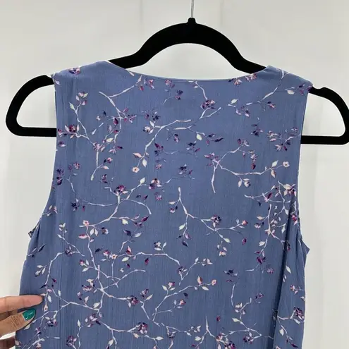 J.jill Ruffled Dress Twilight Sky Blue Floral loose fitting sleeveless size XS Purple thumbnail 3