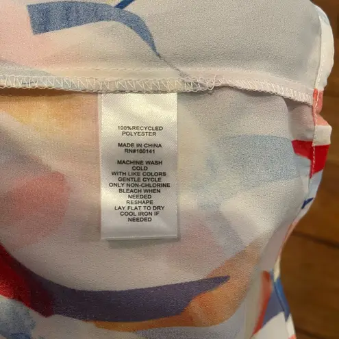 89th and Madison Multicolor Abstract Blouse short sleeve top with zipper NWT small