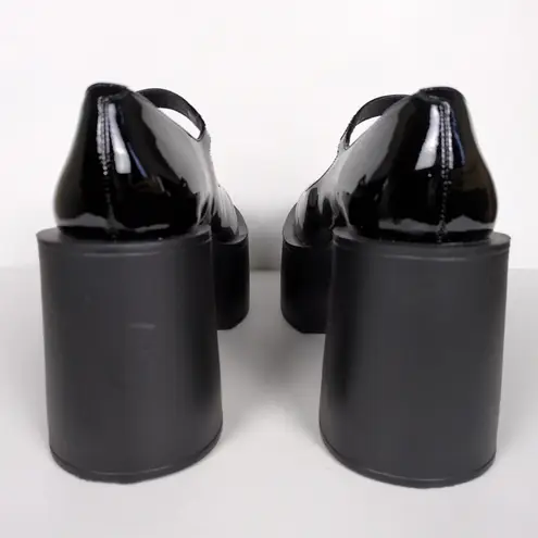 LARROUDE Black Patent Leather Olivia Platform Mary Jane Pump Chunky Women's 9.5