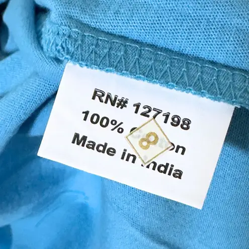 Queer Eye Vibrant Blue Short Sleeve Tee with Rainbow Sequin Heart, Size S