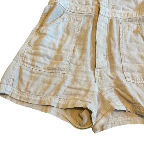 Mate the Label 100% Linen Shorts Romper Polo Collar Khaki Casual Size XS Women's