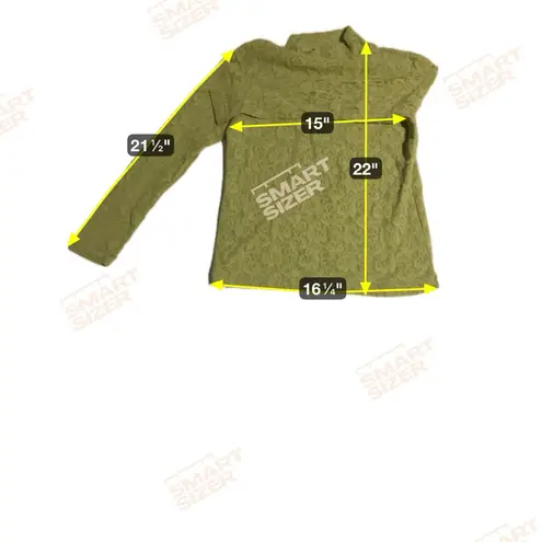 NY Jeans Olive Green Lace Turtleneck, Women's Medium Blouse, Long Sleeve, Mesh