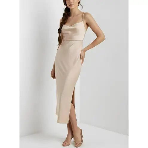 BHLDN Cali Satin Charmeuse Slip Dress, Champagne, 2 (US)