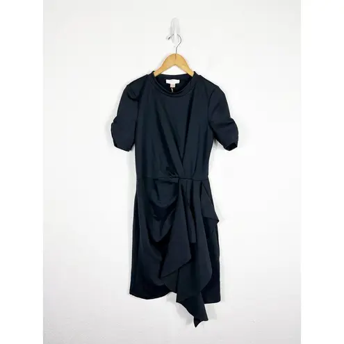 Rachel Parcell Black Draped Interlock Minidress Size Large NWT Cocktail Stretch