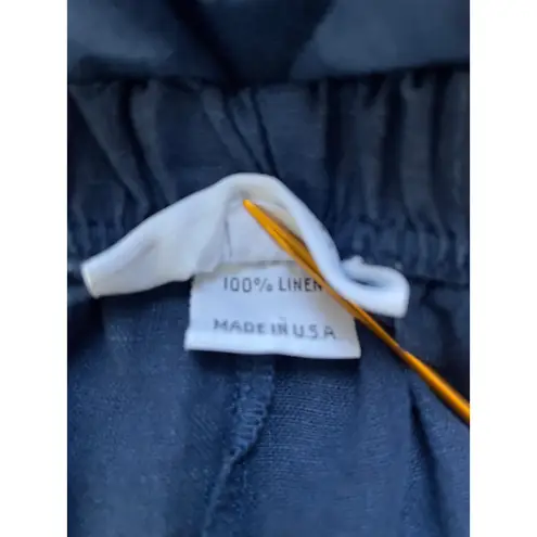 Bryn Walker Blue Linen Pullon Wide Leg Cropped Pants Pockets Size 3X