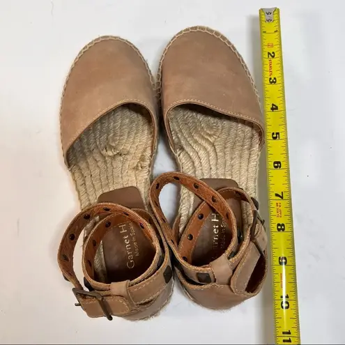 Garnet Hill Womens Espadrille Margo Studded Straps Wrap Sandals Sz 37Tan Leather