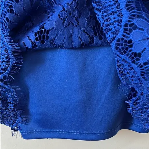 Jessica Howard Cobalt Blue All Over Floral Lace Long Sleeve Mini Dress - Size 6