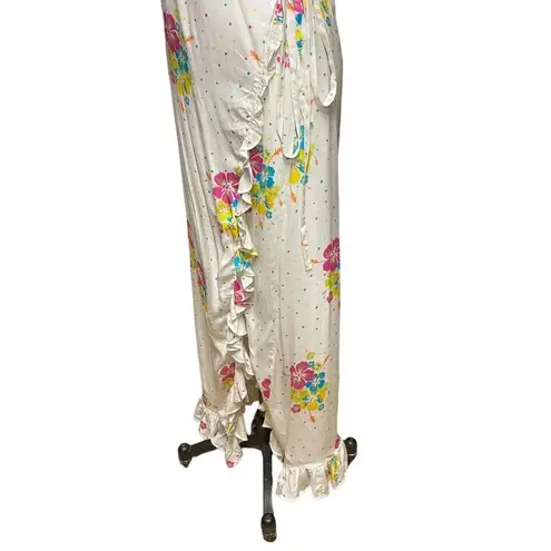 All Things Mochi Melanie Maxi Dress Wrap Floral Polka Dot Ruffle White Size XS