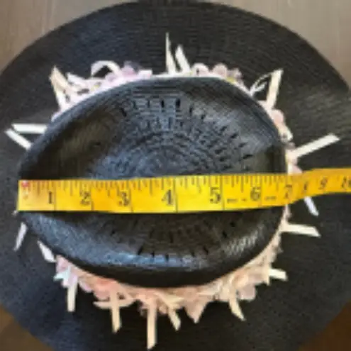 Handcrafted Cowboy Hat Floral Appliqué Ribbon Trim Western Festival Black OS