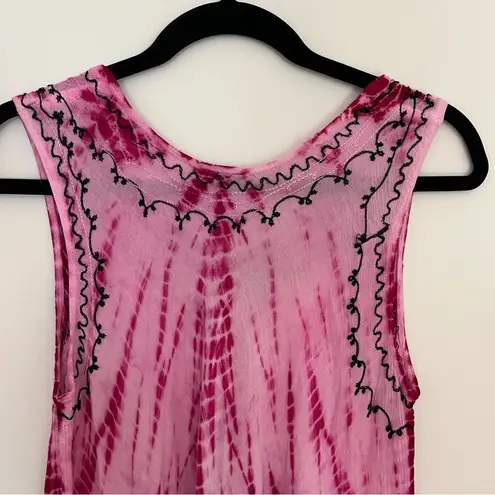 Ingear Vintage tie dye dress beach cover up one size pink Black