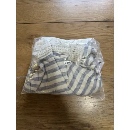 J.Jill Women Size 3X Tunic Sweater Fringe Hem Tunic Shirt Striped Coastal Beach