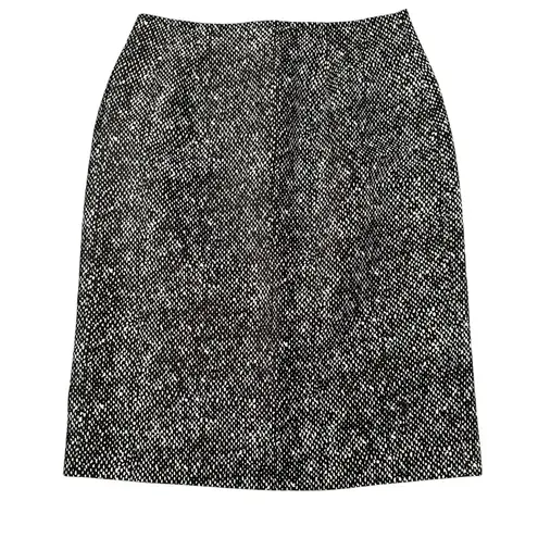 Rickie Freeman Teri Jon Womens 10 Black White Print Silk Wool Pencil Skirt