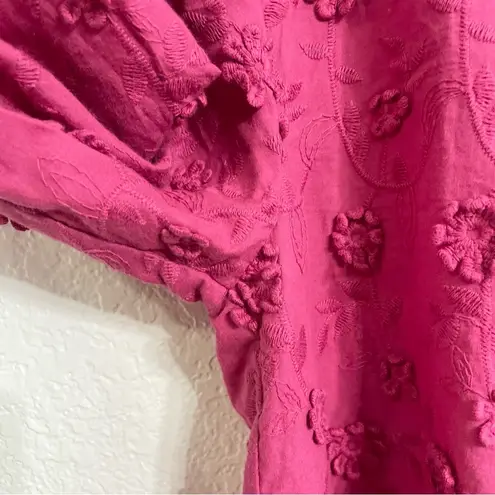 Soft Surroundings Womens Shirt Blouse Mauve Embroidered 3D Flower Size Medium