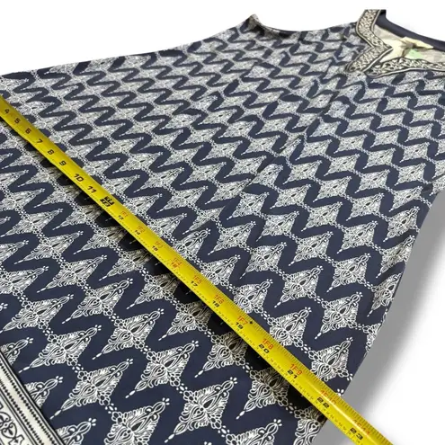 NWT Magnolia Grace Blue White Alhambra Embroidered Trim Knit Dress