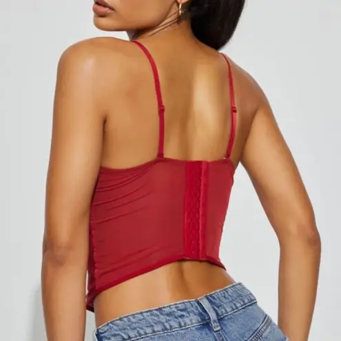 Garage Chrishell Lace Mesh Bustier Red NWT