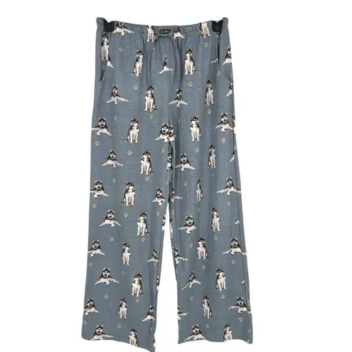 Comfies Husky Dog Print Pajama Pants Blue Cotton Size Medium NWT